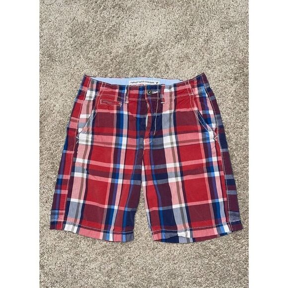 American Eagle Men's Size 30 Classic Red Plaid Shorts - Picture 1 of 11